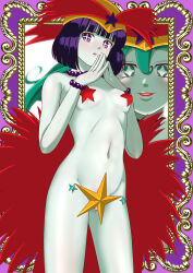  clown clown_girl clownification corruption femdom femsub goagura monster_girl pale_skin pasties sailor_moon_(series) sailor_saturn star_pasties symbol_in_eyes transformation 
