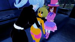  3d blonde_hair empty_eyes femsub five_nights_at_freddy's happy_trance kairi kingdom_hearts puppet_(fnaf) red_hair shadow1333 short_hair toy_chica white_hair 