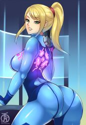  anal animated animated_gif ass blonde_hair blush bodysuit bottomless breasts coin cum cum_in_ass femsub glowing glowing_eyes happy_trance heart heart_eyes joshdehu_(manipper) large_ass large_breasts long_hair manip metroid_(series) nintendo open_mouth pendulum ponytail pussy_juice revolverwing samus_aran sex smile symbol_in_eyes tentacle_sex tentacles text thick_thighs tongue tongue_out zero_suit 