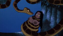  asphyxiation black_hair breasts breasts_outside coils disney earpiece happy_trance indian jungle kaa kaa_eyes long_hair manip messua night poptartbitch_(manipper) smile the_jungle_book 