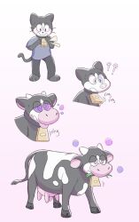 animal_transformation breast_expansion breasts cat_boy cow cow_boy furry hypnotic_accessory intoxicat2 large_breasts male_only malesub solo spiral_eyes symbol_in_eyes transformation udders