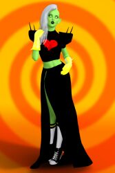  3d breasts disney female_only femsub green_skin large_breasts lord_dominator pink_eyes solo spiral spiral_eyes symbol_in_eyes theheckle wander_over_yonder white_hair 