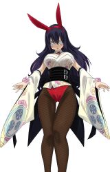  black_hair blush breasts bunny_ears bunny_girl bunnysuit cleavage cuffs edens_zero fake_animal_ears female_only femsub fishnets homura_kogetsu huge_breasts hypnosex_(manipper) large_breasts long_hair manip open_mouth spiral spiral_eyes symbol_in_eyes thighhighs very_long_hair 