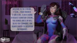 3d blender bodysuit d.va glowing_eyes happy_trance overwatch puppet sombra_(overwatch) supercasket text