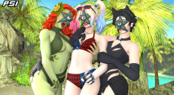 3d alternate_costume ass ass_grab batman_(series) beach bikini bikini_bottom bikini_top black_hair blonde_hair blue_hair breasts cat_ears cat_girl catwoman clown_girl crossover dc_comics female_only femsub fortnite glasses_on_head green_skin groping happy_trance harem harley_quinn multicolored_hair multiple_girls multiple_subs nail_polish outdoors parasite pink_hair poison_ivy possession psikokinetic red_hair starro sub_on_sub super_hero swimsuit thighs trees white_hair yuri