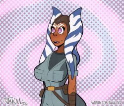 ahsoka_tano alien alien_girl animated animated_gif bimbofication breast_expansion jakalovid large_breasts spiral_eyes star_wars