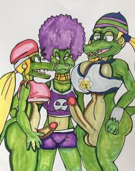 altered_common_sense angry bimbofication bottomless crocodile_girl dixie_kong donkey_kong_(series) futanari happy_trance kalypso_(donkey_kong) multiple_girls nintendo tiny_kong ラーリー