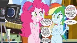 anonymind_(manipper) bottomless breasts comic dirty_mike equestria_girls female_only femsub happy_trance hypnotic_accessory kaa_eyes magic manip multicolored_hair my_little_pony nude pinkie_pie rainbow_dash rainbow_hair text topless yuri