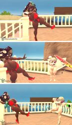 aware bare_breasts bare_legs bare_shoulders barefoot bikini bikini_bottom bikini_top body_control breasts female_only femsub high_heels living_costume marina_(splatoon) multiple_girls multiple_subs nintendo nude pearl_(splatoon) pikachugamer52 pussy splatoon splatoon_2 splatoon_3 thong