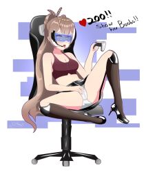  ahegao brown_hair clothed collarbone drool femsub game_controller high_heels hololive hololive_english kronobas28 long_hair masturbation mumei_nanashi open_mouth orange_eyes panties sitting steam tech_control thighs tongue tongue_out underwear virtual_youtuber visor 