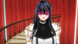 3d armor blush bodysuit choker corruption custom_maid_3d_2 dazed dfish303 female_only femsub hypnotic_accessory large_breasts long_hair open_mouth original rubber shoulder_pads solo stage_hypnosis tech_control visor