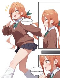 ai_art blonde_hair blush dialogue karane_inda large_breasts school_uniform text the_100_girlfriends_who_really,_really,_really,_really,_really_love_you twintails