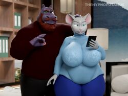  3d animated drool femsub furry harry_hippo_(hypnopotamus) hippo_boy huge_breasts mesmer_mouse_(hypnopotamus) mouse_girl original remote_control sound spiral_eyes spiralwash_eyes tagme thehypnopotamus thick_thighs video 