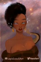  animated animated_eyes_only animated_gif black_hair bottomless breasts coils curly_hair dark_skin disney earrings female_only femsub hypnotic_eyes kaa kaa_eyes lapislazuliart large_breasts meera_(lapislazuliart) nude open_mouth original snake spiral_eyes symbol_in_eyes the_jungle_book topless watermark 