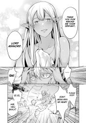 after_sex amnesia before_and_after copyright_request dark_elf demon_boy english_text hard_translated long_hair monochrome nude screenshot tagme text translated