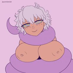  animated blue_hair bouncing_breasts breasts coils exposed_chest female_only femsub happy_trance nipples open_mouth original ring_eyes smile tongue_out video yumi_(yumiiart) yumiiart 