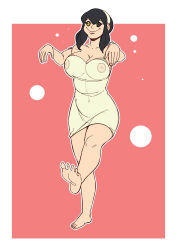 absurdres barefoot black_hair breasts efalabrino feet female_only femsub happy_trance headband kaa_eyes large_breasts nightgown ring_eyes see-through short_hair simple_background smile spy_x_family yor_briar zombie_walk