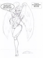 bimbofication crazycowproductions dc_comics female_only hawkgirl large_breasts monochrome wings