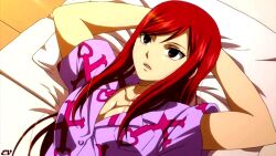 breasts empty_eyes erza_scarlet fairy_tail femsub large_breasts long_hair manip open_mouth red_hair