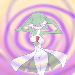  breasts discolored_nipples femdom furry gardevoir green_hair heart heart_eyes large_breasts looking_at_viewer nintendo open_clothes pokemon pokemon_(creature) pussy short_hair smile spiral spiral_eyes symbol_in_eyes zedrin 