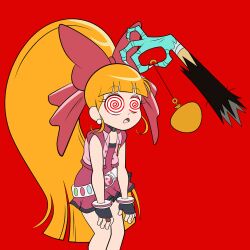  abracadaver animated animated_gif belt blossom chadrocco clothed collar femsub fingerless_gloves maledom orange_hair pendulum ponytail powerpuff_girls powerpuff_girls_z red_background simple_background spiral_eyes 
