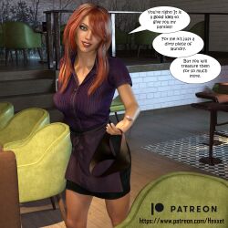  3d absurdres altered_common_sense comic dialogue femsub happy_trance hexxet nicole_bolagona office_party panties red_hair skirt text underwear 