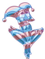 absurdres ahegao collarbone eyelashes female_only femsub happy_trance happysack hat jester pomni protoybonnie simple_background solo spread_legs squatting the_amazing_digital_circus tongue tongue_out transparent_background