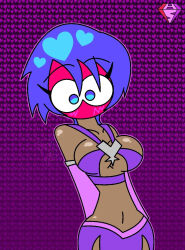  alternate_costume aqua_(kingdom_hearts) blue_eyes blue_hair blush breasts dark_skin disney female_only harem_outfit heart hypnoscream kingdom_hearts large_breasts midriff navel short_hair solo square_enix symbol trance_break 