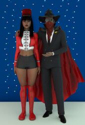 3d black_eyes black_hair boots christmas cosplay expressionless femsub goggles hat long_hair maledom member9 miss_britain navel original red_lipstick shorts the_mind_controller thick_thighs
