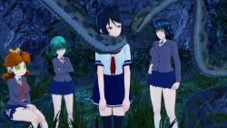  3d absurdres alternate_costume ayano_aishi bare_legs black_hair brown_hair clothed coils crossed_arms crossover crown femsub fubuki_(one_punch_man) green_hair happy_trance harem hypnotic_eyes kaa kaa_eyes large_breasts legs long_tongue maledom multiple_girls multiple_subs nintendo one_punch_man outdoors princess princess_daisy royalty school_uniform shadow1333 sharp_teeth short_hair sisters sitting skirt small_breasts snake standing super_mario_bros. tatsumaki_(one_punch_man) the_jungle_book tie tongue yandere_simulator 