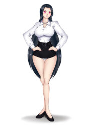  black_hair blush boa_hancock empty_eyes femsub hadant large_breasts office_lady one_piece panties short_hair smile standing 