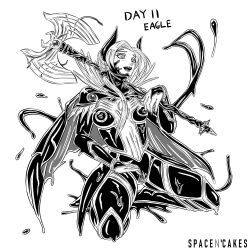 alien alternate_costume alternate_form alternate_hairstyle androgynous_dom axe black_lipstick blush cape corruption crossover edelgard_von_hresvelg english_text femsub fingering fire_emblem fire_emblem_three_houses greyscale happy_trance horns lipstick living_costume long_hair marvel_comics nail_polish nintendo nipples open_mouth parasite ponytail possession pussy sitting slime smile spacen&#039;cake spider-man_(series) symbiote tentacles text venom_(marvel) white_background