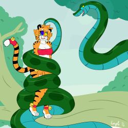  animated animated_gif anklet blush breasts cat_girl coils dancer drool femsub furry happy_trance hypnotic_eyes iamaneagle kaa_eyes large_breasts open_mouth original sascha_(hypnofood) schaal_(iamaneagle) short_hair snake tiger_girl 
