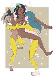  abs bangs barefoot bea_(pokemon) black_hair blue_hair border breasts clothed_exposure dark_skin earrings ef-nsfw feet female_only femdom femsub fur_coat grey_hair hair_band hair_buns hair_clips hair_ribbon hanging_down happy_trance heavy_eyelids hypno hypno_outfit hypnotic_hands hypnotized_hypnotist jewelry leg_warmers long_hair multicolored_hair multiple_girls multiple_subs navel nessa_(pokemon) nintendo nipples nude pokemon pokemon_red_green_blue_and_yellow pokemon_sword_and_shield psychic pussy red_eyes resisting reverse_bunnysuit sabrina shrunken_irises simple_background smile tan_skin tied_hair tight_clothing yuri 