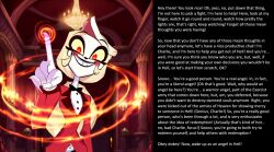 ai_art ambiguous_pov blonde_hair charlie_(hazbin_hotel) demon_girl femdom hazbin_hotel hypnotic_fingers long_hair memory_alteration pov_sub purification red_eyes smile sunt-ermico_(generator) sunt-ermico_(manipper) text