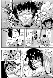  angry aware aya_kawai body_control breasts censored clothed collar cum cum_in_mouth dialogue dolls_(fan_no_hitori) english_text eri_akiyama fan_no_hitori fellatio femsub glasses hard_translated heart heart_eyes irie_(dolls) long_hair maledom multiple_girls multiple_subs nipples nude oral orgasm penis short_hair spit_trail symbol_in_eyes text translated 