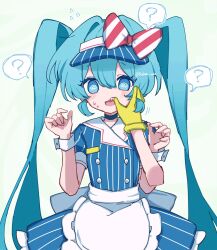  blue_hair bow confused femsub finger_in_mouth hand_on_another&#039;s_cheek mesmerizer_(vocaloid) miku_hatsune open_mouth phantom_hand pov pov_dom solo speech_bubble spiral_eyes suke_wu symbol_in_eyes twintails very_long_hair visor vocaloid 