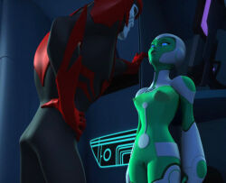 3d artist_request ass aya_(green_lantern) blue_eyes bottomless breasts dc_comics erect_nipples expressionless femsub green_lantern_(series) happy_trance husband_and_wife hypnotized_dom maledom malesub manip nude open_mouth razer_(green_lantern) robot_girl small_breasts super_hero thick_thighs topless