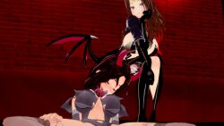  3d after_sex bat_wings bed blake_(blakiee) brown_hair closed_eyes corruption demon_girl female_only femdom femsub fox_ears fox_girl gloves kitsune_girl koikatsu! lace lingerie milena original pink_eyes pink_hair sleeping succubus transformation wings 