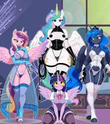  absurdres ai_art blue_eyes blue_hair blush boots bow_tie breasts corset female_only femdom femsub fingerless_gloves fishnets furry gloves glowing glowing_eyes green_eyes handcuffs happy_trance hooves horns horse_girl kneeling large_breasts leather lingerie long_hair magic manip multiple_doms multiple_girls my_little_pony opera_gloves pasties pegasus_girl phantom_(generator) phantom_(manipper) princess princess_cadance princess_celestia princess_luna purple_eyes riding_crop rope school_uniform skirt straight-cut_bangs sweater tail tattoo thigh_boots thighhighs thong twilight_sparkle underwear unicorn_girl western whip wings yellow_eyes yuri 