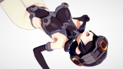  3d armpits bare_shoulders black_hair blindfold blush breasts corruption female_only femsub gloves helmet koikatsu! large_breasts leotard on_back open_mouth pasties sakuragi_yu simple_background solo sweat tech_control tongue tongue_out twintails white_background 
