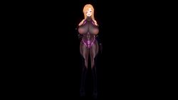  3d asuna barcode bare_shoulders black_background blush bodysuit boots breasts collar crotch_tattoo empty_eyes erect_nipples erect_nipples_under_clothes face_paint female_only femsub gloves glowing happy_trance huge_breasts koikatsu! long_hair looking_at_viewer moawi1 navel opera_gloves orange_hair rubber see-through simple_background smile solo standing sword_art_online tattoo thigh_boots thighhighs yellow_eyes 
