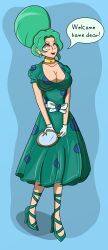  beehive_hair breasts cleavage collar femsub gloves green_hair happy_trance high_heels housewife hy2300 sailor_moon_(series) sailor_neptune spiral_eyes stepfordization symbol_in_eyes tech_control 
