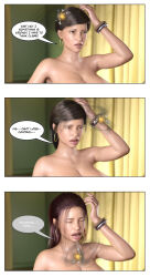 3d abimboleb ass_expansion bimbofication brain_drain breast_expansion brown_hair comic earrings femsub huge_breasts hypnotic_accessory jewelry large_breasts lip_expansion original text