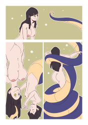  black_hair breasts catalepsy chichi coil_slide coils dragon_ball dragon_ball_z ef-nsfw female_only femdom femsub happy_trance kaa_eyes long_hair milf naga_girl nude short_hair singing smile snake_girl tail tomboy videl yuri 