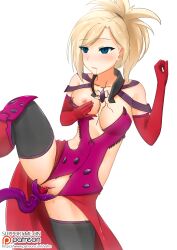 alternate_costume blush breasts brown_hair corruption dazed drool empty_eyes female_only femsub mercy open_clothes open_mouth overwatch ponytail pussy pussy_juice sex spread_legs tentacle_sex tentacles vaginal vahn_yourdoom