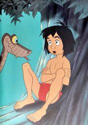  barefoot black_hair book crossed_arms disney feet forked_tongue griffinknightavenger hypnotic_eyes jungle kaa kaa_eyes loincloth male_only maledom malesub mowgli night open_mouth short_hair shota sitting snake the_jungle_book tongue tongue_out 