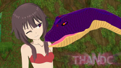  3d brown_hair hypnotic_eyes kono_subarashii_sekai_ni_shukufuku_wo! megumin_(konosuba) short_hair snake thandc 