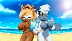  absurdres beach blonde_hair blue_skin bottomless breasts chaosknight_1 cleavage closed_eyes crossed_arms dazed fangs femsub furry happy_trance huge_breasts large_hips lemur_girl long_hair manip multiple_girls nipples nude open_mouth oscar044_(manipper) outdoors ponytail pussy short_hair smile sonic_the_hedgehog_(series) spiralwash_eyes tangle_the_lemur topless unfocused_eyes whisper_the_wolf white_hair white_skin wolf_girl 