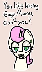 animals_only female_only glowing_eyes green_eyes meme my_little_pony parasite slime starbounce text twinkleshine unicorn